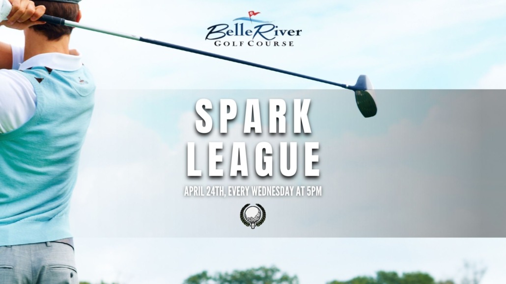 Image of golfer and Belle Rivers Golf Club logo.