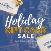 Holiday gift card sale, festive background.