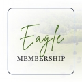 Eagle membership promotion with scenic background.