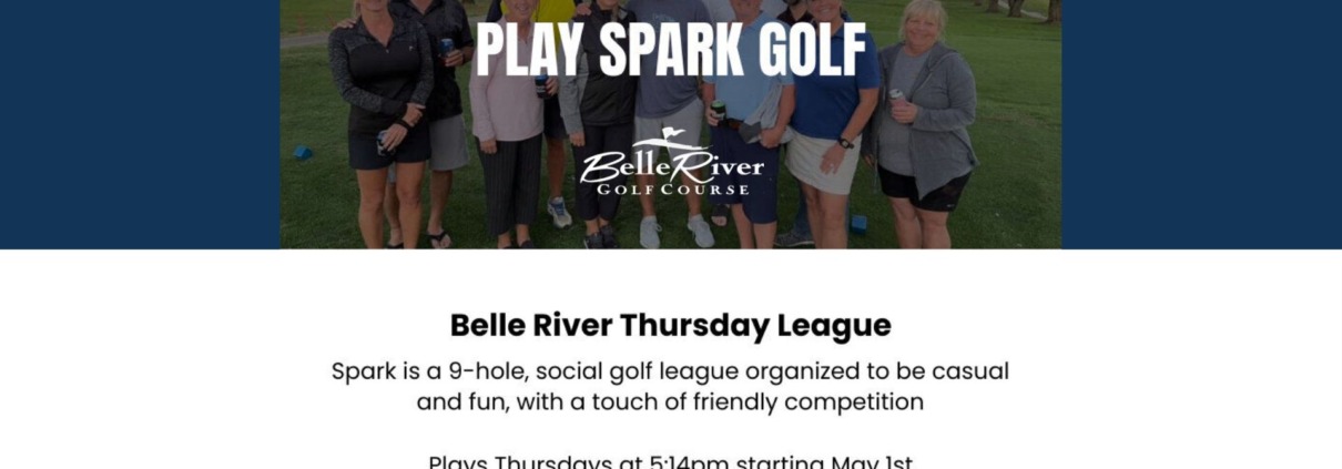 Group of golfers promoting Spark Golf League.